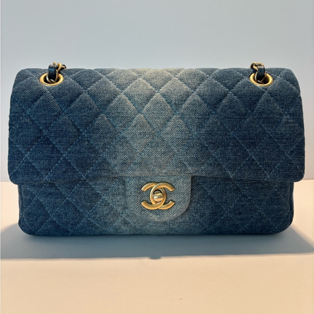 Chanel Washed Denim Quilted Medium Double Flap